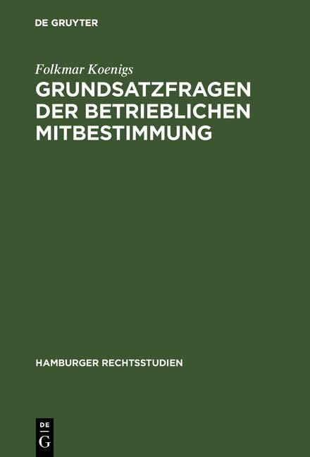 Produktbild: Grundsatzfragen der betrieblichen Mitbestimmung