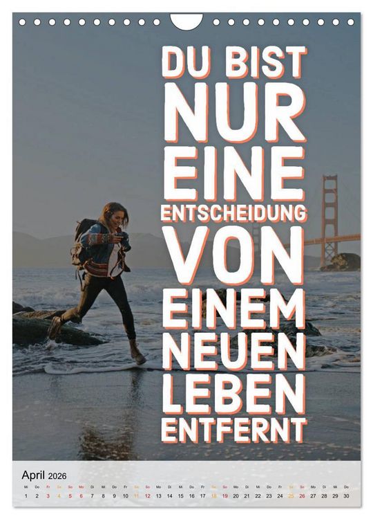 Produktbild: Dein monatlicher Motivationsschub: Das Leben wird nicht leichter, Du wirst nur st&auml;rker. (Wandkalender 2026 DIN A4 hoch), CALVENDO Monatskalender