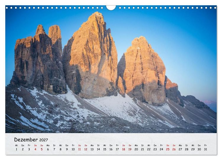 Produktbild: Drei Zinnen-Wanderung: Vom Misurinasee bis nach oben zum Rienzplateau (Wandkalender 2027 DIN A3 quer), CALVENDO Monatskalender