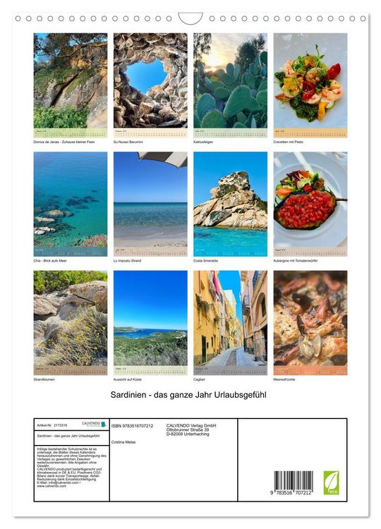Produktbild: Sardinien - das ganze Jahr Urlaubsgef&uuml;hl (Wandkalender 2026 DIN A3 hoch), CALVENDO Monatskalender