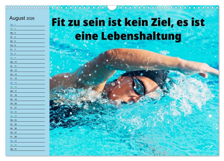 Produktbild: Wassersport - Schwimmen und SUP mit coolen Spr&uuml;chen (Wandkalender 2026 DIN A3 quer), CALVENDO Monatskalender
