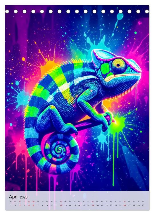 Produktbild: Neon Wildlife (Tischkalender 2026 DIN A5 hoch), CALVENDO Monatskalender
