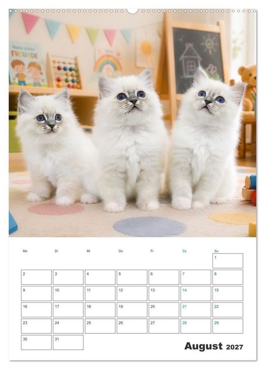 Produktbild: Heilige Birma Kitten Kalender mit Planer (hochwertiger Premium Wandkalender 2027 DIN A2 hoch), Kunstdruck in Hochglanz