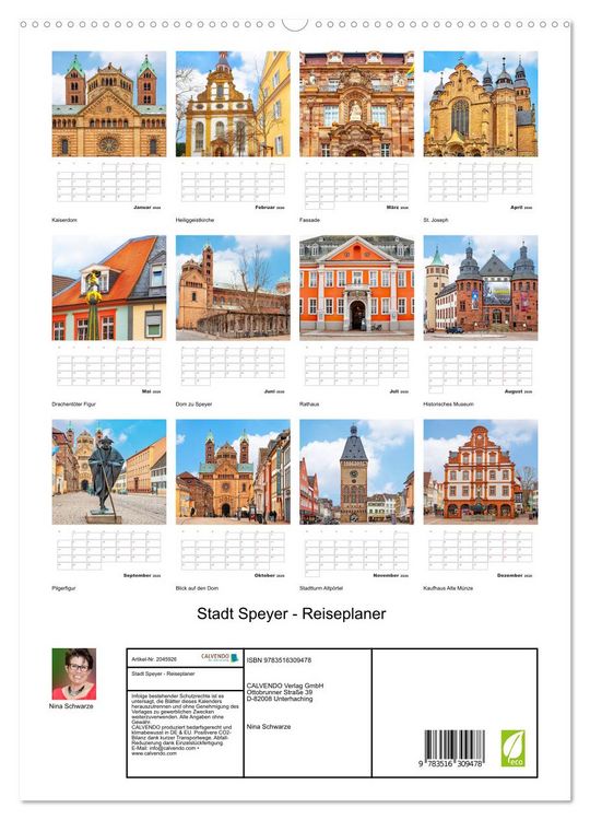 Produktbild: Stadt Speyer - Reiseplaner (hochwertiger Premium Wandkalender 2026 DIN A2 hoch), Kunstdruck in Hochglanz