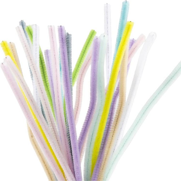 Produktbild: Creativ Company Chenilledraht, L 30 cm, Dicke 6 mm, Pastellfarben, 25 Stk sortiert