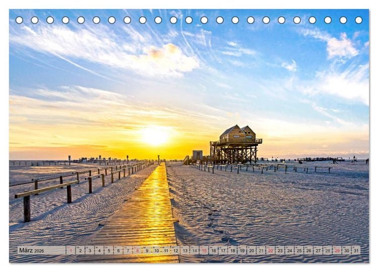 Produktbild: St. Peter Ording - Atemberaubende Momente (Tischkalender 2026 DIN A5 quer), CALVENDO Monatskalender