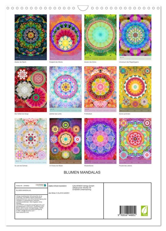 Produktbild: BLUMEN MANDALAS (Wandkalender 2026 DIN A3 hoch), CALVENDO Monatskalender