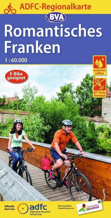 Produktbild: ADFC-Regionalkarte Romantisches Franken, 1:60.000, rei&szlig;- und wetterfest, GPS-Tracks Download