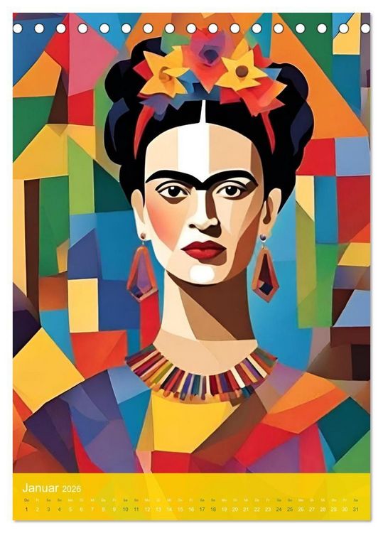 Produktbild: Gefangen in Normen. Frida Kahlo inspiriert. Flor de mi alma (Tischkalender 2026 DIN A5 hoch), CALVENDO Monatskalender