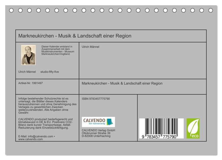Produktbild: Markneukirchen - Musik & Landschaft einer Region (Tischkalender 2026 DIN A5 quer), CALVENDO Monatskalender