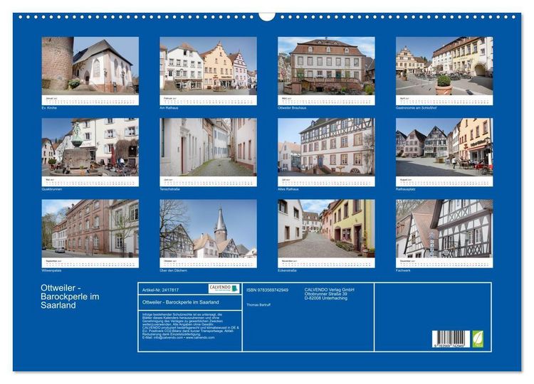 Produktbild: Ottweiler - Barockperle im Saarland (Wandkalender 2027 DIN A2 quer), CALVENDO Monatskalender