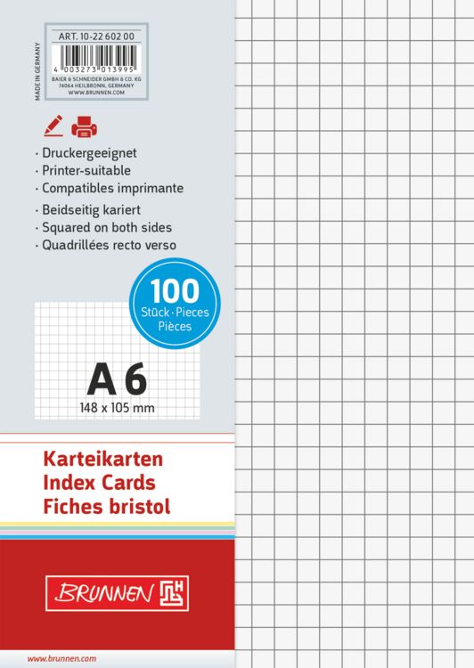 Produktbild: Brunnen Karteikarte A6 kar ws 100St