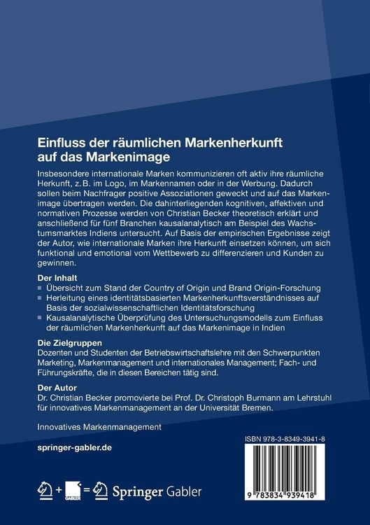 Produktbild: Einfluss der r&auml;umlichen Markenherkunft auf das Markenimage