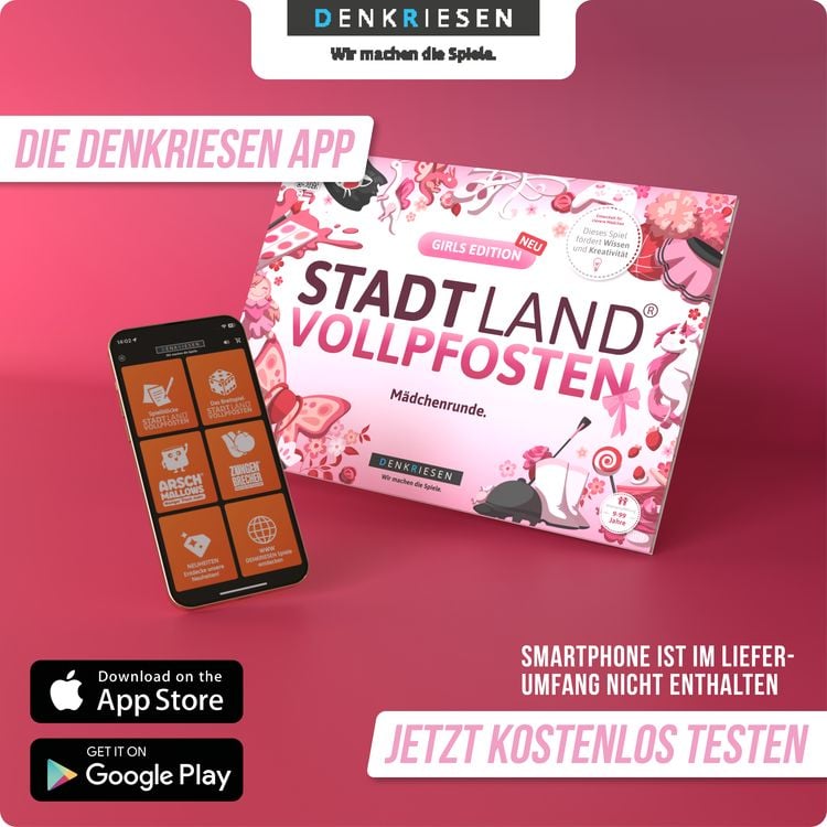 Denkriesen - Stadt Land Vollpfosten® - Girls Edition "mädchenrunde." - A4
