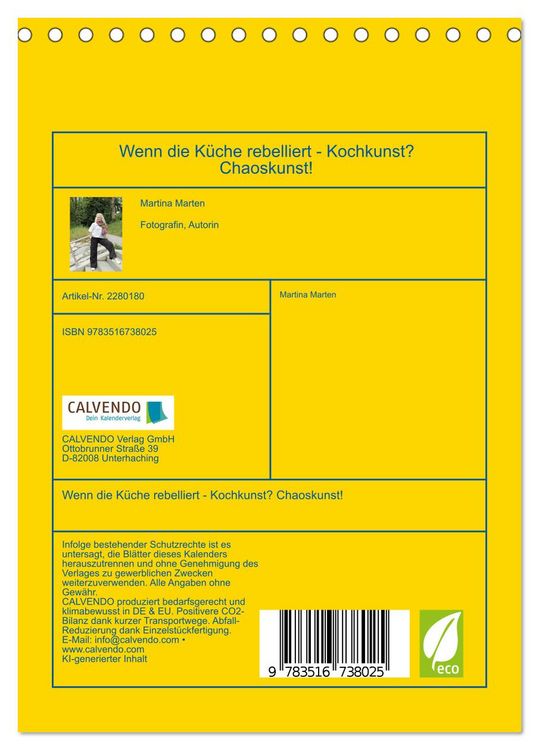 Produktbild: Wenn die K&uuml;che rebelliert - Kochkunst? Chaoskunst! (Tischkalender 2026 DIN A5 hoch), CALVENDO Monatskalender