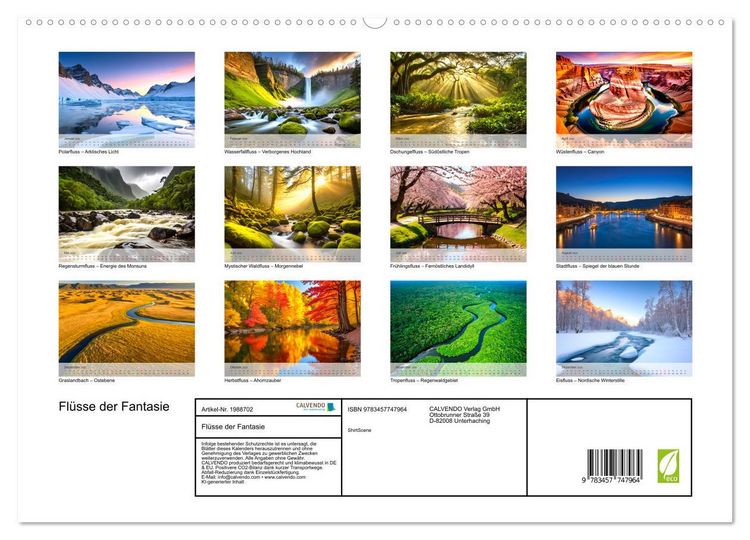 Produktbild: Fl&uuml;sse der Fantasie (hochwertiger Premium Wandkalender 2026 DIN A2 quer), Kunstdruck in Hochglanz
