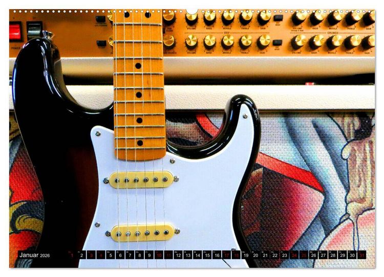 Produktbild: Gitarren und Amps - abgerockt (hochwertiger Premium Wandkalender 2026 DIN A2 quer), Kunstdruck in Hochglanz