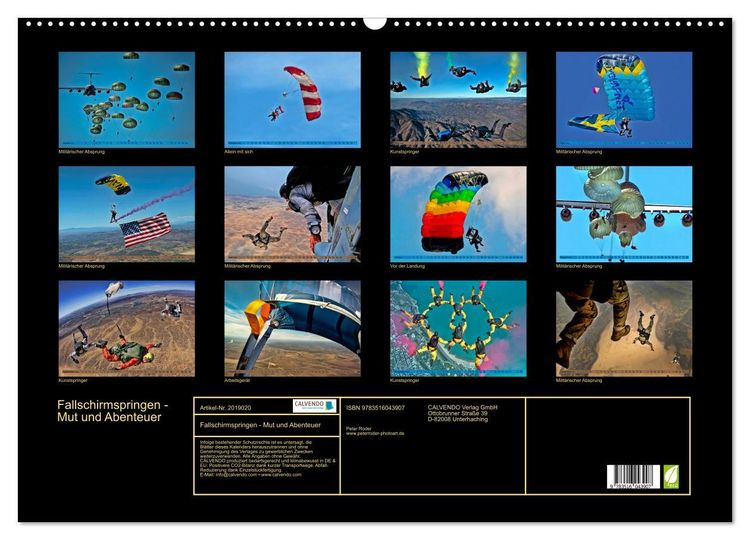 Produktbild: Fallschirmspringen - Mut und Abenteuer (Wandkalender 2026 DIN A2 quer), CALVENDO Monatskalender