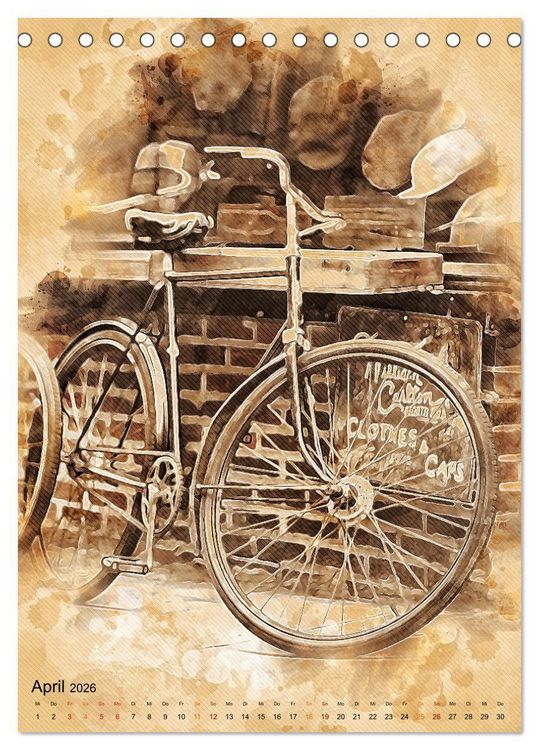 Produktbild: Fahrrad - Retro-Kalender (Tischkalender 2026 DIN A5 hoch), CALVENDO Monatskalender