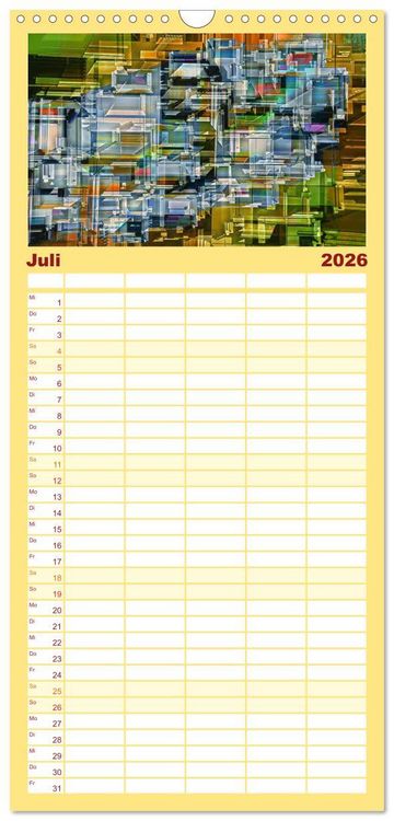 Produktbild: Familienplaner 2026 - Abstrakt mit 5 Spalten (Wandkalender, 21 x 45 cm) CALVENDO
