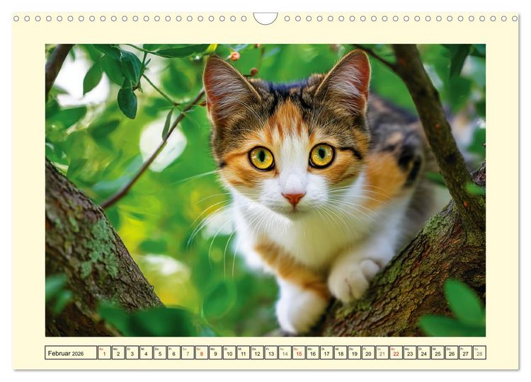 Produktbild: Geliebte Katzen. Unsere zauberhaften Hauskatzen im Garten (Wandkalender 2026 DIN A3 quer), CALVENDO Monatskalender