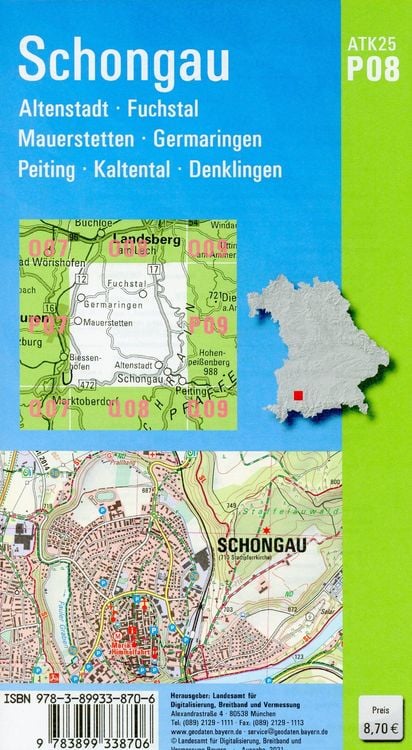 Produktbild: ATK25-P08 Schongau (Amtliche Topographische Karte 1:25000)