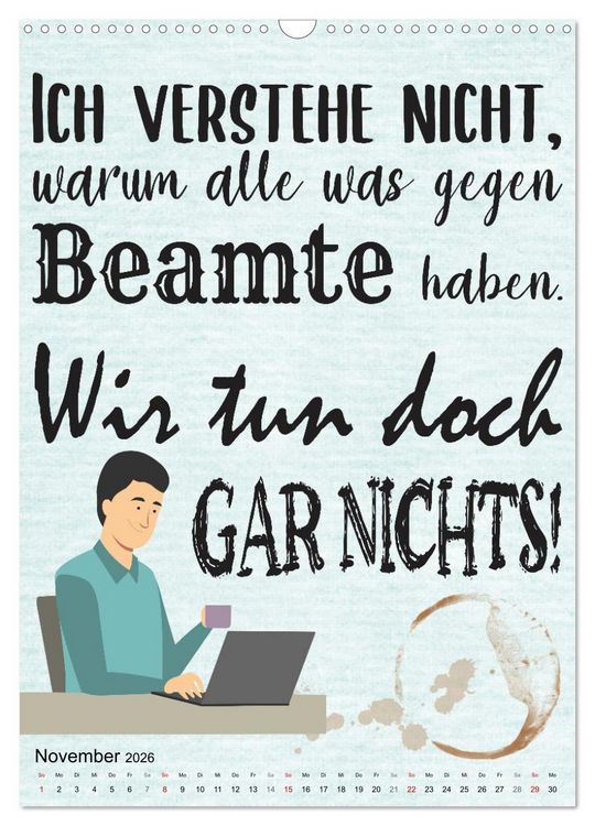 Produktbild: Beamten-Spr&uuml;che (Wandkalender 2026 DIN A3 hoch), CALVENDO Monatskalender