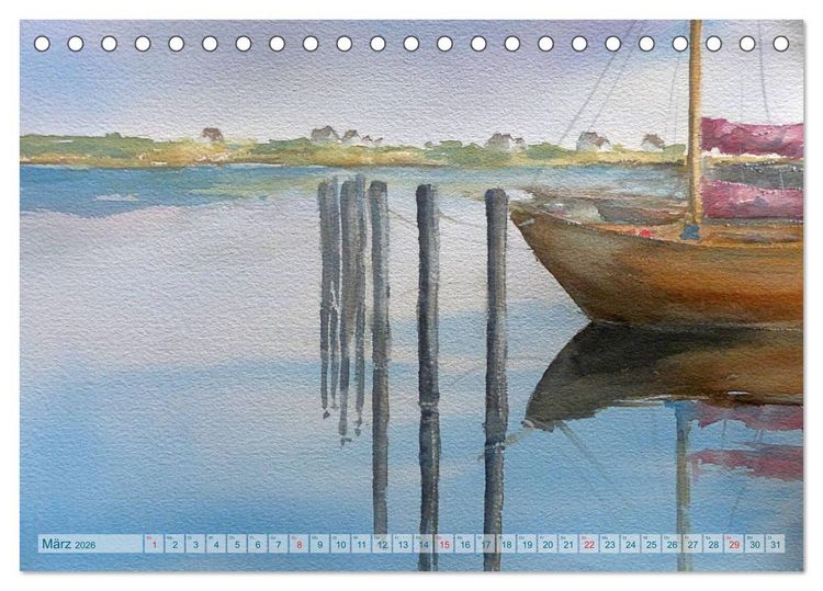 Produktbild: Heiligenhafen in Aquarell (Tischkalender 2026 DIN A5 quer), CALVENDO Monatskalender