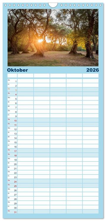 Produktbild: Familienplaner 2026 - Korfu - Gr&uuml;ne Insel im Ionischen Meer mit 5 Spalten (Wandkalender, 21 x 45 cm) CALVENDO