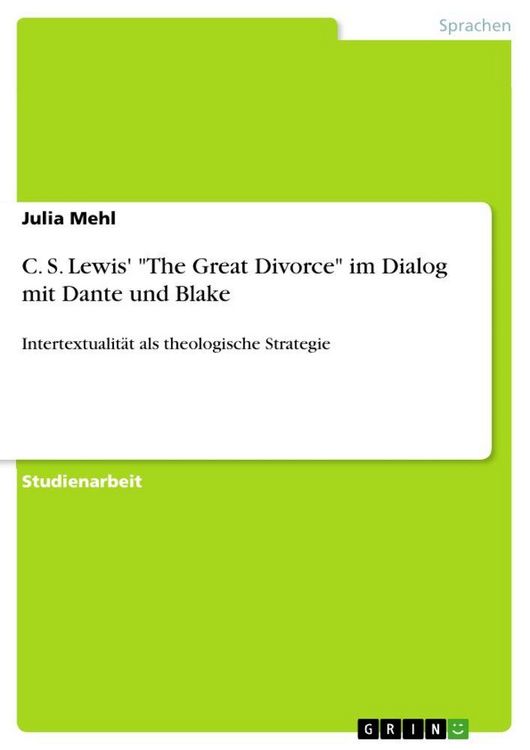 Produktbild: C. S. Lewis' "The Great Divorce" im Dialog mit Dante und Blake