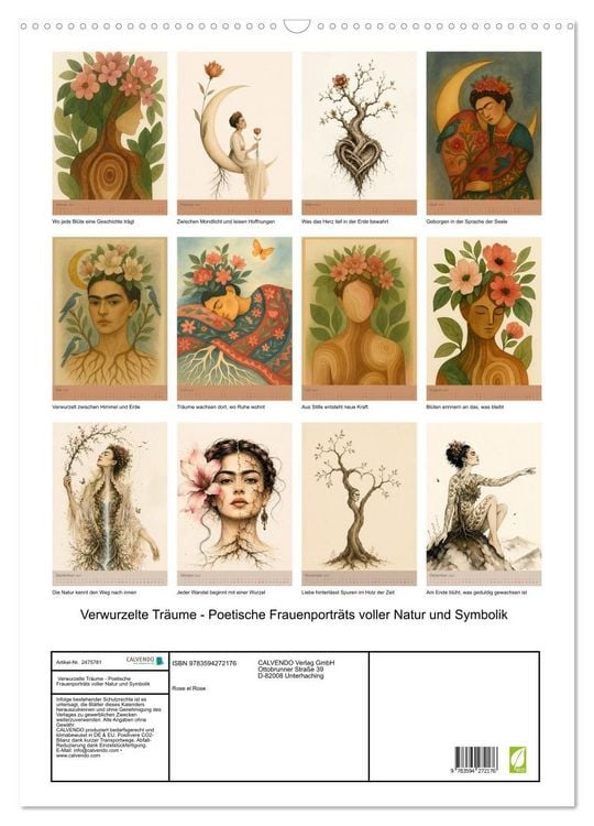 Produktbild: Verwurzelte Tr&auml;ume - Poetische Frauenportr&auml;ts voller Natur und Symbolik (Wandkalender 2027 DIN A2 hoch), CALVENDO Monatskalender
