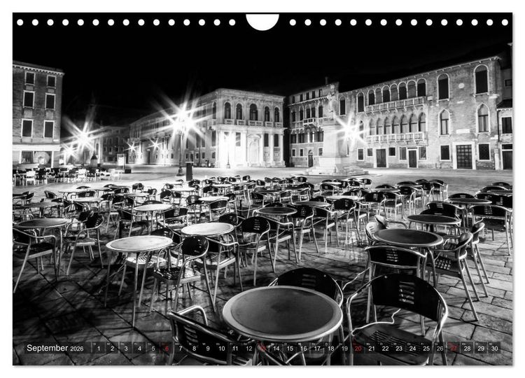 Produktbild: Leuchtendes Venedig &hellip;in monochrom (Wandkalender 2026 DIN A4 quer), CALVENDO Monatskalender