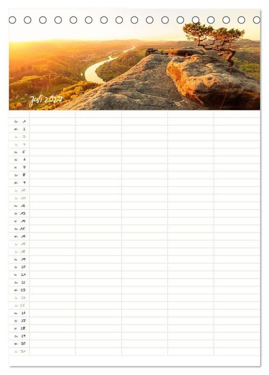Produktbild: Familienkalender - Wandern im Elbsandsteingebirge (Tischkalender 2027 DIN A5 hoch), CALVENDO Monatskalender