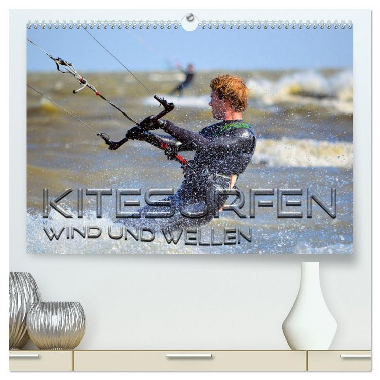 Produktbild: Kitesurfen - Wind und Wellen (hochwertiger Premium Wandkalender 2026 DIN A2 quer), Kunstdruck in Hochglanz