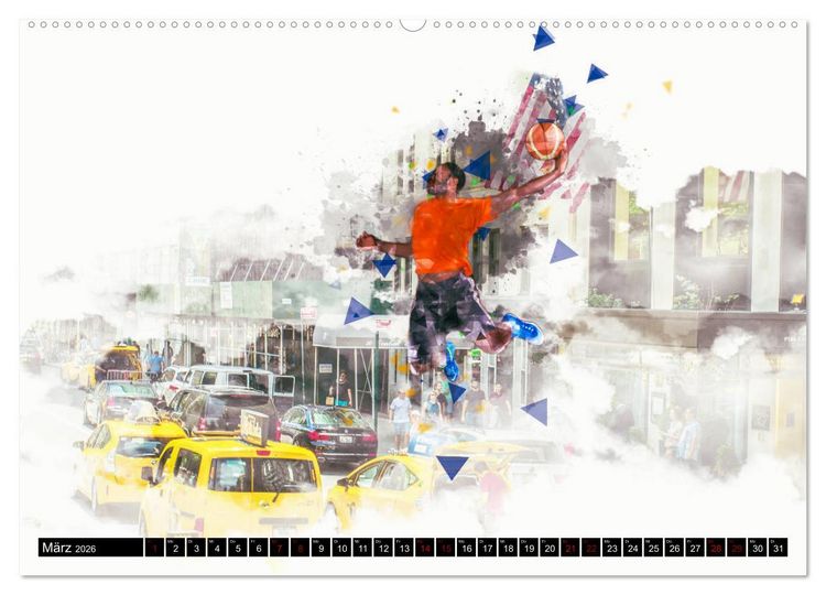 Produktbild: Basketball Art (hochwertiger Premium Wandkalender 2026 DIN A2 quer), Kunstdruck in Hochglanz