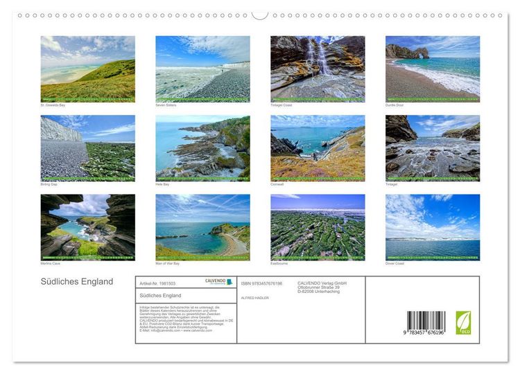Produktbild: S&uuml;dliches England (hochwertiger Premium Wandkalender 2026 DIN A2 quer), Kunstdruck in Hochglanz