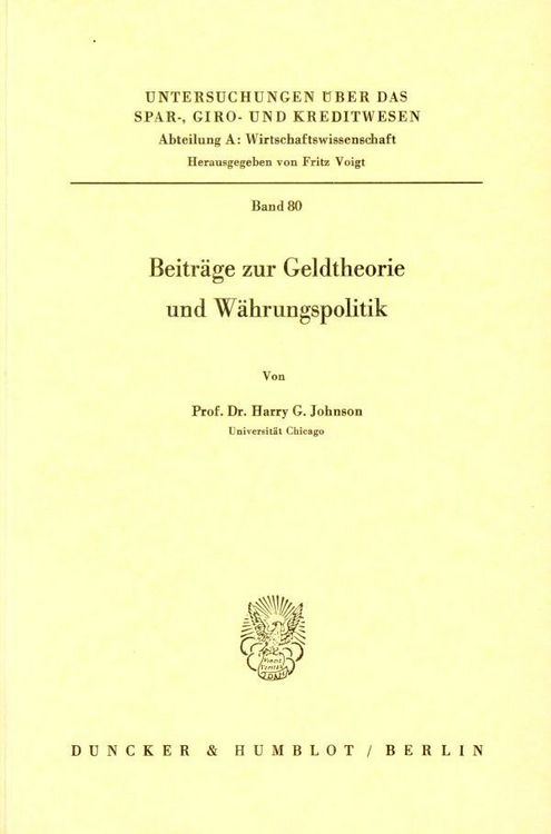 Produktbild: Beitr&auml;ge zur Geldtheorie und W&auml;hrungspolitik.