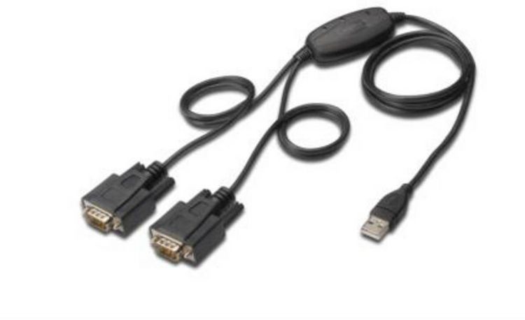 Produktbild: Digitus USB 1.1, Seriell Adapter [1x USB 2.0 Stecker A - 2x D-SUB-Stecker 9pol.] 1.20 m
