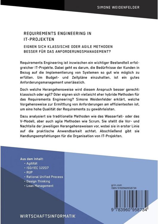 Produktbild: Requirements Engineering in IT-Projekten. Eignen sich klassische oder agile Methoden besser f&uuml;r das Anforderungsmanagement?
