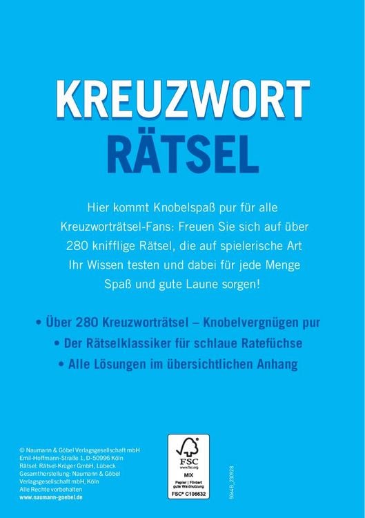 Produktbild: Kreuzwortr&auml;tsel &bull; Band 1 &Uuml;ber 280 R&auml;tsel f&uuml;r Erwachsene