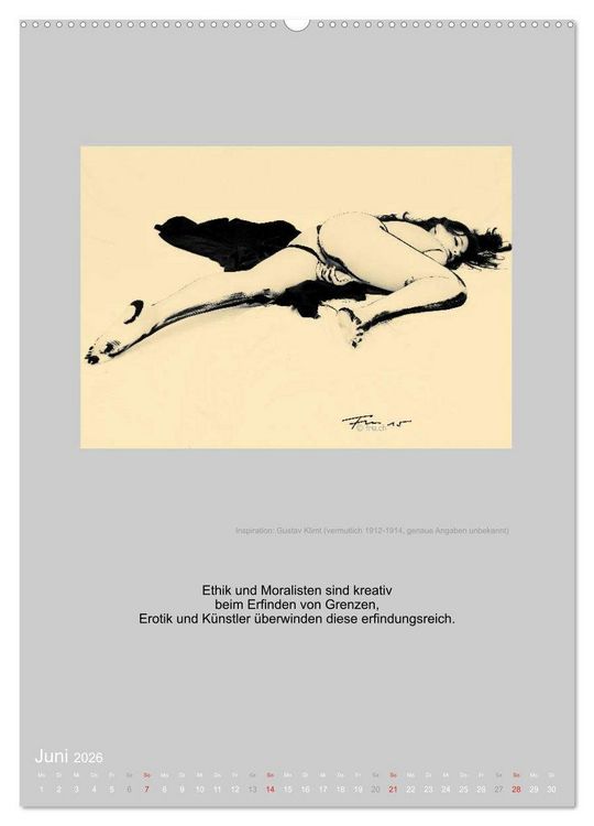 Produktbild: EROTISCHE BODYPAINTING ZITATE - HOMMAGE AN KLIMT, SCHIELE UND PICASSO (hochwertiger Premium Wandkalender 2026 DIN A2 hoch), Kunstdruck in Hochglanz