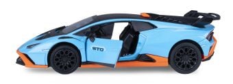 Produktbild: Lamborghini Hurac&aacute;n STO Diecast 1:32 blau inkl. Knopfzellen