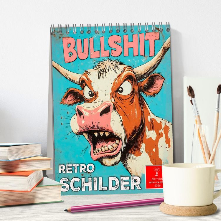 Produktbild: Retro Schilder (Tischkalender 2026 DIN A5 hoch), CALVENDO Monatskalender
