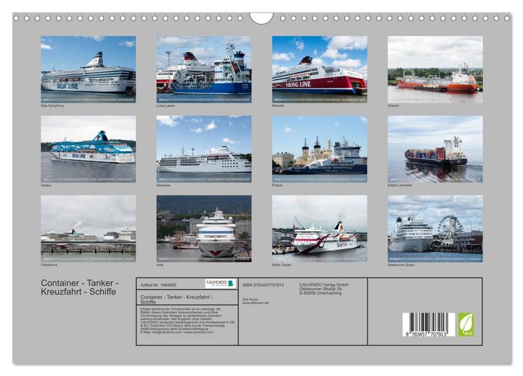 Produktbild: Container - Tanker - Kreuzfahrt - Schiffe (Wandkalender 2026 DIN A3 quer), CALVENDO Monatskalender