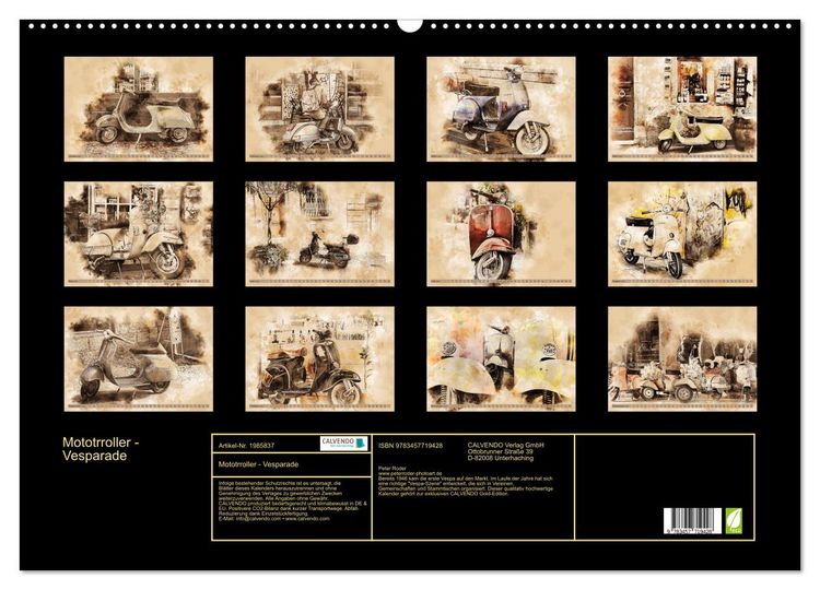 Produktbild: Mototrroller - Vesparade (Wandkalender 2026 DIN A2 quer), CALVENDO Monatskalender