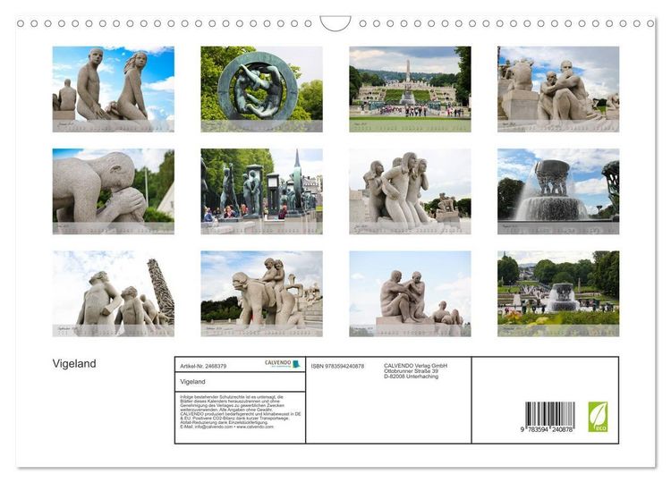 Produktbild: Vigeland (Wandkalender 2027 DIN A3 quer), CALVENDO Monatskalender