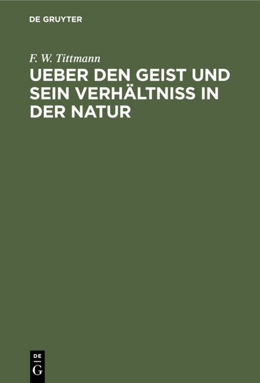 Produktbild: Ueber den Geist und sein Verh&auml;ltni&szlig; in der Natur