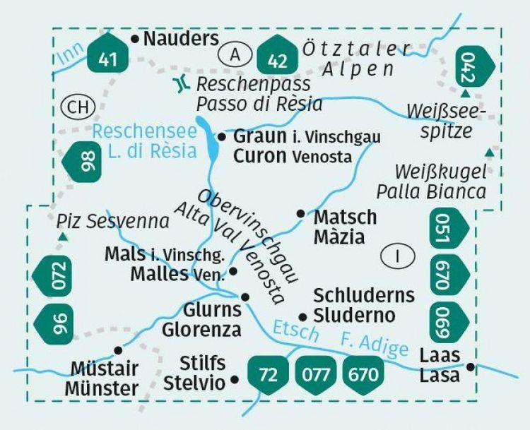 Produktbild: KOMPASS Wanderkarte 041 Obervinschgau / Alta Val Venosta 1:25.000