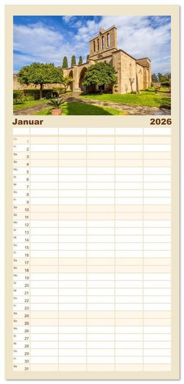 Produktbild: Familienplaner 2026 - Urlaubsparadies in Nordzypern mit 5 Spalten (Wandkalender, 21 x 45 cm) CALVENDO