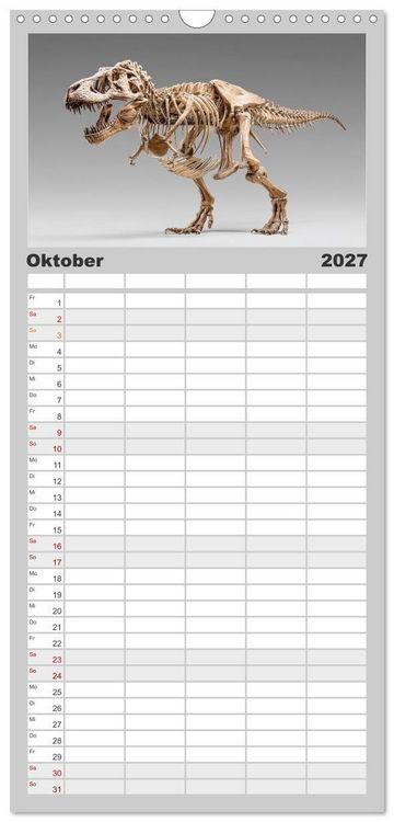 Produktbild: Familienplaner 2027 - Knochen der Giganten - Dinosaurier im Portr&auml;t mit 5 Spalten (Wandkalender, 21 x 45 cm) CALVENDO